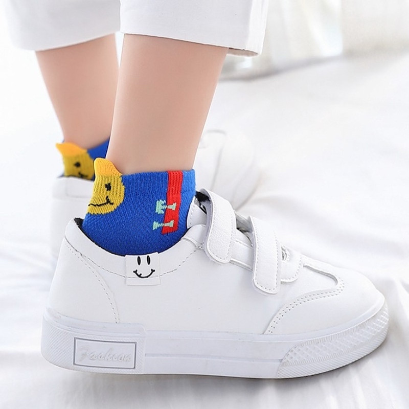 Smiley colorful socks 3Y-12Y summer 5pack breathable Cotton mesh socks